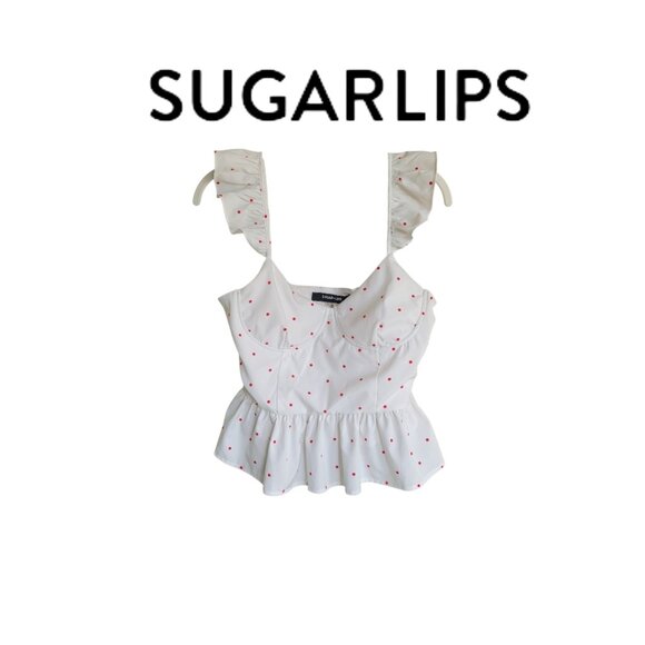 Sugarlips Red Polka Dot Corset Top Size M - Picture 1 of 8